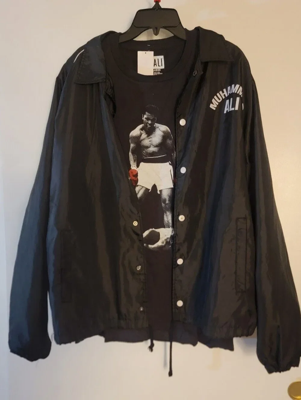 🆕️🥊Muhammed Ali Black Jacket And T-shirt Bundle, XL/XXL